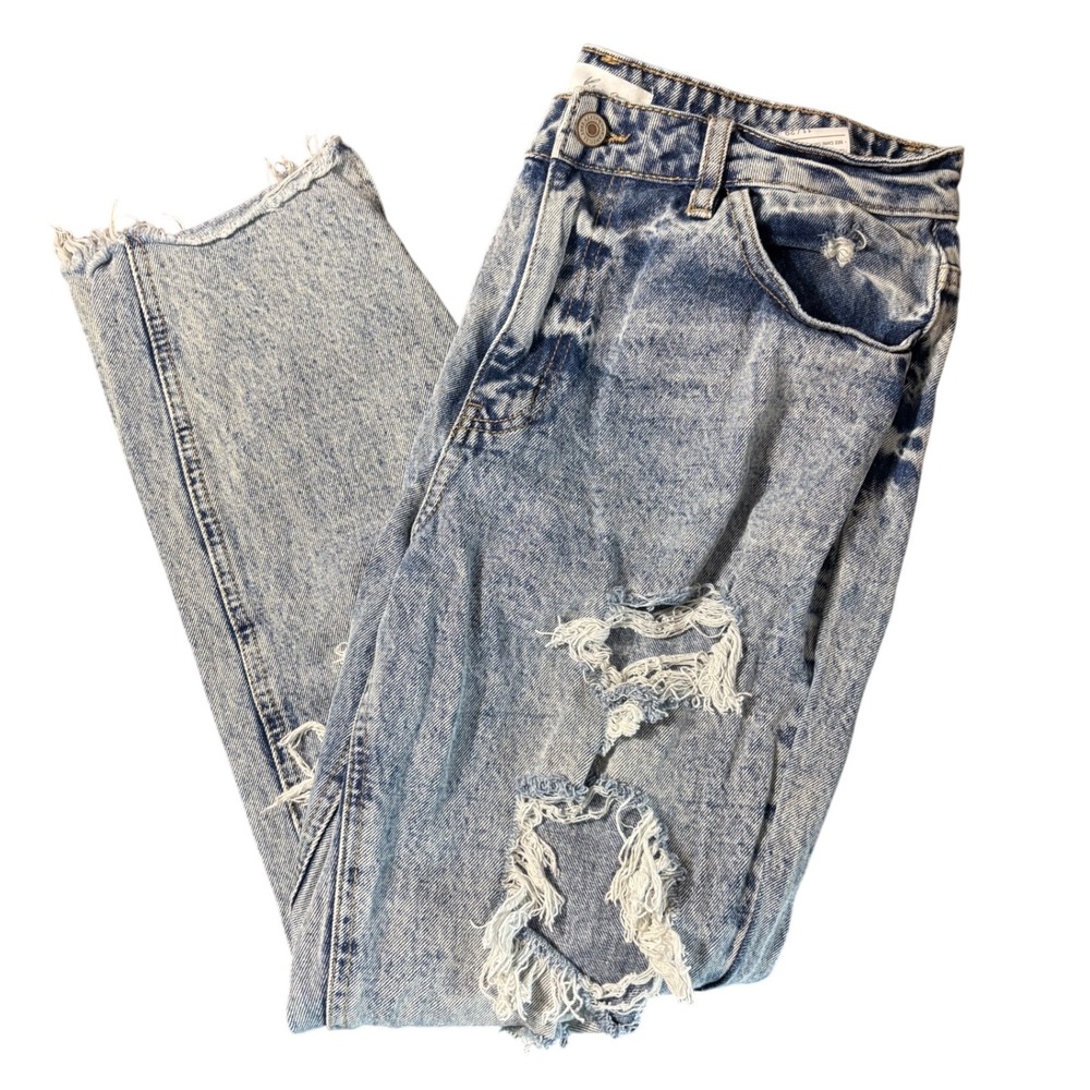 KanCan Jenna Distressed Acid Wash‎ Straight Leg Jeans Size 11/29